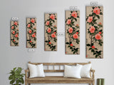 Framed Canvas Print Of Japanese Floral Art With Camellia Blossoms And Detailed Leaves Ready To Hang Traditional Japanese Wall Art Decor