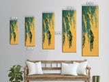 Japanese Skinny Art of Wisteria Hanging Over a Golden Background – Framed Canvas Print