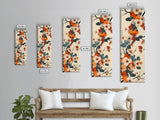 Skinny Art of Persimmon Branch with Delicate White Flowers – Japanese-Inspired Framed Canvas Print