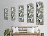 Cranes In Flight Framed Canvas Print, Traditional Japanese Art With Soft Colors And Detailed Wings, Wall Art Ready To Hang