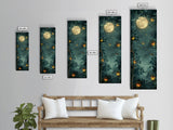 Full Moon And Butterflies In A Night Forest Japanese Style Framed Canvas Print, Wall Art Ready To Hang For Your Home