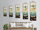 Dragonfly Gathering Night Glow Vibrant Colors Skinny Art Tall Art Framed Canvas Print Japanese Style Art Ukiyo-e Art Wood Block Print Insect Art