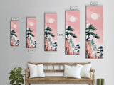 Ethereal Reeds In Windy Meadow Blush Tones Skinny Art Tall Art Framed Canvas Print Japanese Style Art Ukiyo-e Art Wood Block Print Nature