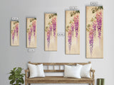 Hanging Wisteria Flowers In Purple Tones Japanese Style Framed Canvas Print, Wall Art Ready To Hang For Living Spaces