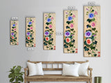 Morning Glories On Wooden Background Ukiyo-e Wall Art Framed Canvas Print Japanese Style Skinny Art Wood Block Print Tall Art