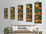 Delicate Pastel Flowers on Tall Stems Framed Canvas Print - Japanese Art Skinny Wall Décor