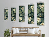 Elegant Japanese Peacock with Blossoms Tall Skinny Framed Canvas Print - Ukiyo-e Art Wall Décor