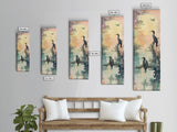 Orange Marigold Blossoms in Japanese Style Tall Skinny Framed Canvas Print - Ukiyo-e Wall Art
