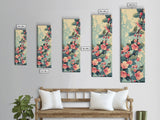 Japanese Style Frogs and Lotus Flowers Framed Canvas Print - Tall Skinny Ukiyo-e Wall Art
