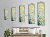 Serene Swans and Cherry Blossoms in Japanese Art Tall Skinny Framed Canvas Print - Wall Décor