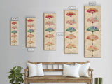 Japanese Folding Fans Cultural Art On Framed Canvas Print In Ukiyo-e Style Tall Skinny Traditional Wood Block Wall Decor