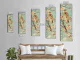 Owl Cherry Blossom Tree Traditional Japanese Tall Wall Art Skinny Framed Canvas Print Ukiyo-e Style