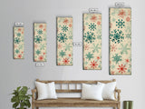 Snowflakes in Varied Sizes and Shapes Scattered on a Beige Canvas with a Distressed Texture Ukiyo-e Art Japanese Framed Canvas Print Skinny Tall Art