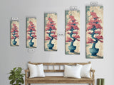 Maple Bonsai Tree In Pot With Soft Pastel Background Tall Art Ukiyo-e Art Framed Canvas Print