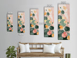 Bright And Colorful Nasturtium Flowers Ukiyo-e Style Tall Skinny Wood Block Japanese Art Framed Canvas Print