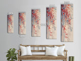 Graceful Bamboo Stalks And Red Leaves In Gentle Wind Ukiyo-e Tall Skinny Wood Block Framed Canvas Print Japanese Style Art