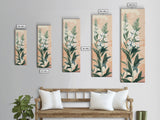 Elegant White Flowers On Tall Stems With Soft Background For Modern Wall Art Decor Ukiyo-e Japanese Style Art Framed Canvas Print