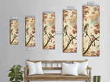 Charming Small Birds On Autumn Branches For Cozy Fall-Themed Wall Art Japanese Style Framed Canvas Print