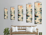 Tranquil Pond With Lotus Flowers And Leaves In Japanese Style Ukiyo-e Art Framed Canvas Print Skinny Art Tall Art