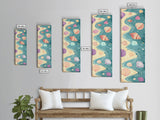 Shells On Shoreline Canvas In Ukiyo-e Style, Japanese Woodblock Print, Framed Canvas Print, Tall Skinny Japanese Wall Art, Ready To Hang