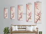 Cherry Blossom Branches On Canvas In Japanese Ukiyo-e Style, Traditional Woodblock Print, Framed Canvas Print, Tall Skinny Japanese Wall Art, Ready To Hang
