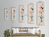 Origami Crane Birds Skinny Art Tall Art Japanese Ukiyo-e Inspired Framed Canvas Print Perfect for Modern Minimalist Spaces