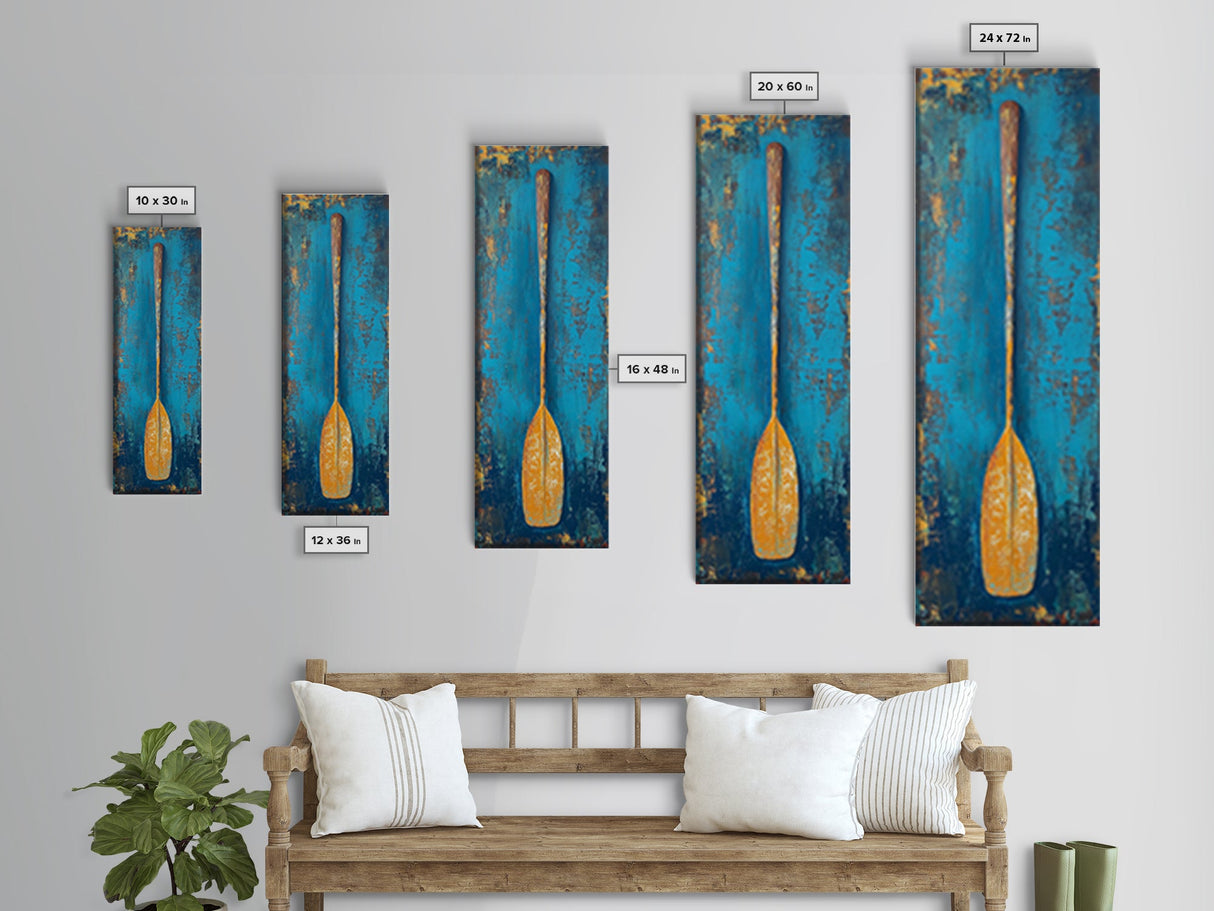 Rustic Oar Art Framed Canvas Print Coastal Decor Nautical Wall Art Tall Narrow Art Lake House Gift Idea Southwest Wall Art