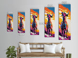 Vibrant Bull Art Framed Canvas Print Colorful Southwest Wall Art, Blotter Art, Chicano Art, Moody Art, Gift Idea, Above Sofa Art