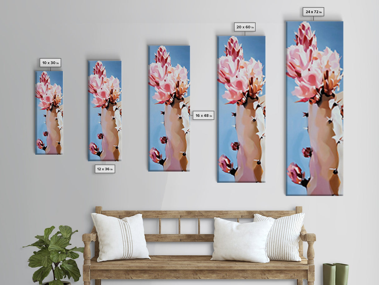 Desert Cactus Painting Framed Canvas Print Colorful Landscape Art, Joshua Tree Art, Boho Wall Art, Coastal Cowgirl Wall Art, Gift Idea