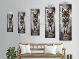 Intense Coyote Stare Framed Canvas Print | Wildlife Wall Art | Rustic Decor | Moody Art | Southwest Wall Art | Above Sofa Art | Gift Idea