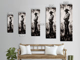 Black and White Cowboy Art Framed Canvas Print, Rustic Wall Art, Moody Art, Southwest Wall Art, Vintage Horse Art, Tall Narrow Art