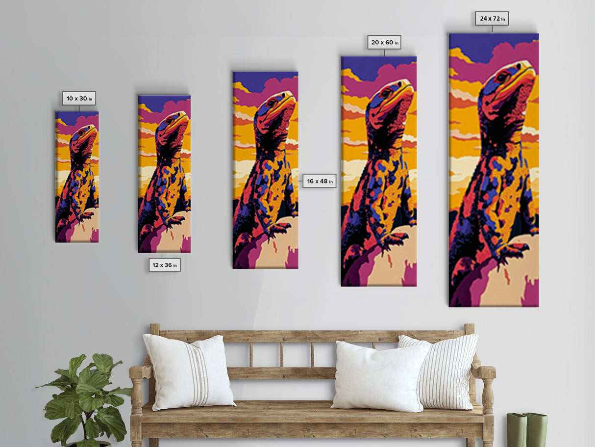 Colorful Lizard Pop Art Framed Canvas Print Whimsical Art Bright Colors Wall Art Southwest Wall Art Geometric Wall Art