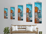 Rustic Stilt House Coastal Canvas Print Coastal Wall Art Nautical Painting Seascape Painting Blue And Green Wall Art Nautical Decor