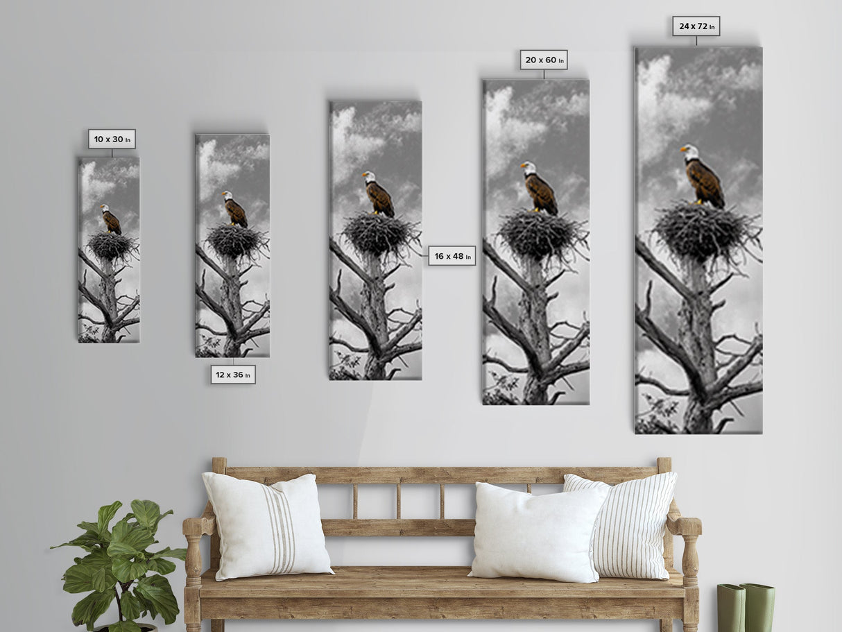 Majestic Eagle Wall Art Framed Canvas Print | Rustic Decor | Wildlife Nature Painting | Above Couch Art | Moody Art | Gift Idea