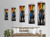 Colorful Bison Canvas Print Pink Orange Wall Art Southwest Wall Art Boho Art Tall Narrow Art Living Room Art Above Couch Art