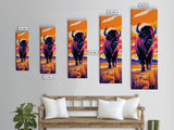 Vibrant Bison Canvas Print Pink Orange Wall Art Southwest Wall Art Rustic Art Tall Narrow Art Gift Idea Him