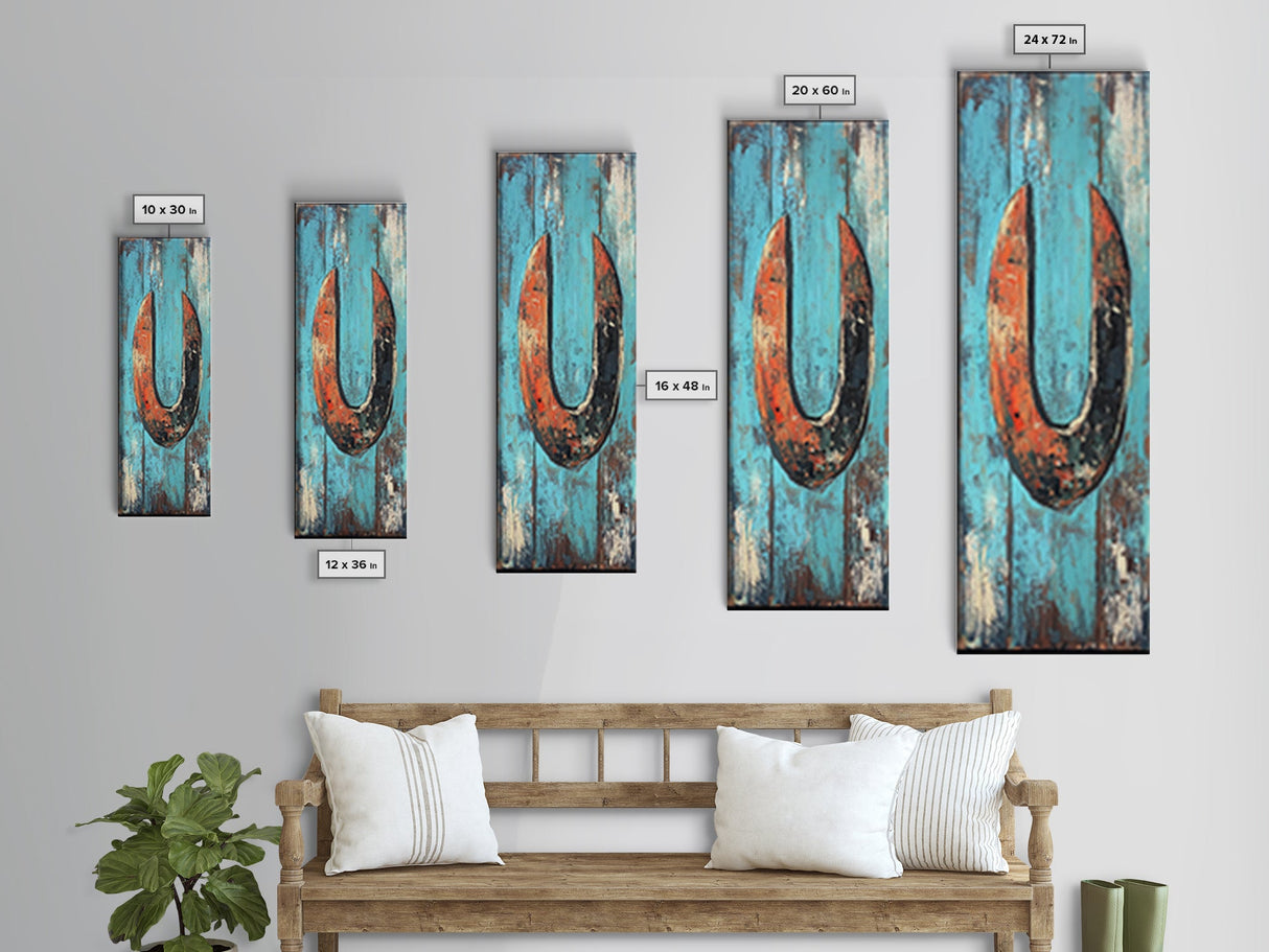 Rustic Horseshoe Art Framed Canvas Print Wabi Sabi Wall Art Farmhouse Decor Western Art Rustic Wall Art Above Sofa Art