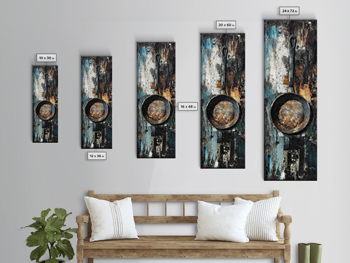 Rustic Frying Pan Art Framed Canvas Print Kitchen Wall Art Food Review Kitchen Art Rustic Decor Moody Art Wabi Sabi Wall Art