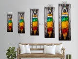 Vibrant Canoe Painting Canvas Print Coastal Landscape Art Nautical Decor Rustic Wall Art Living Room Art Tall Narrow Art
