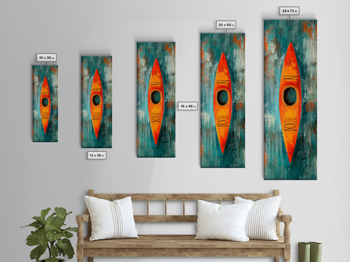 Colorful Kayak Painting Framed Canvas Print Nautical Decor Coastal Cowgirl Wall Art Lake Tahoe Art Above Bed Wall Art