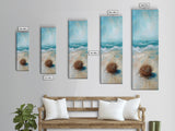 Serene Beach Nest Framed Canvas Print coastal landscape art wabi sabi wall art minimalist art nautical decor ocean painting seascape