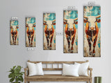 Abstract Western Bull Framed Canvas Print rustic decor farmhouse wall art southwest wall art geometric wall art gift idea for him