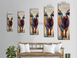 Colorful Bull Painting Canvas Print rustic wall art, barn landscape oil painting, farmhouse art, gift idea him, moody art decor