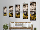 Black and White Wagon Canvas Print farmhouse art, rustic wall art, barn landscape oil painting, extra wide art, southwest wall art