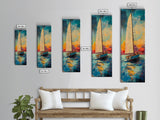 Sailboat at Sunset Framed Canvas Print, Nautical Painting, Coastal Wall Art, Seascape Painting, Nautical Decor, Gift Idea Her