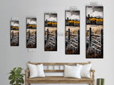 Rustic Mountain Fence Framed Canvas Print, Birch Tree Art, Fall Landscape Painting, Moody Art, Farmhouse Art, Above Sofa Art