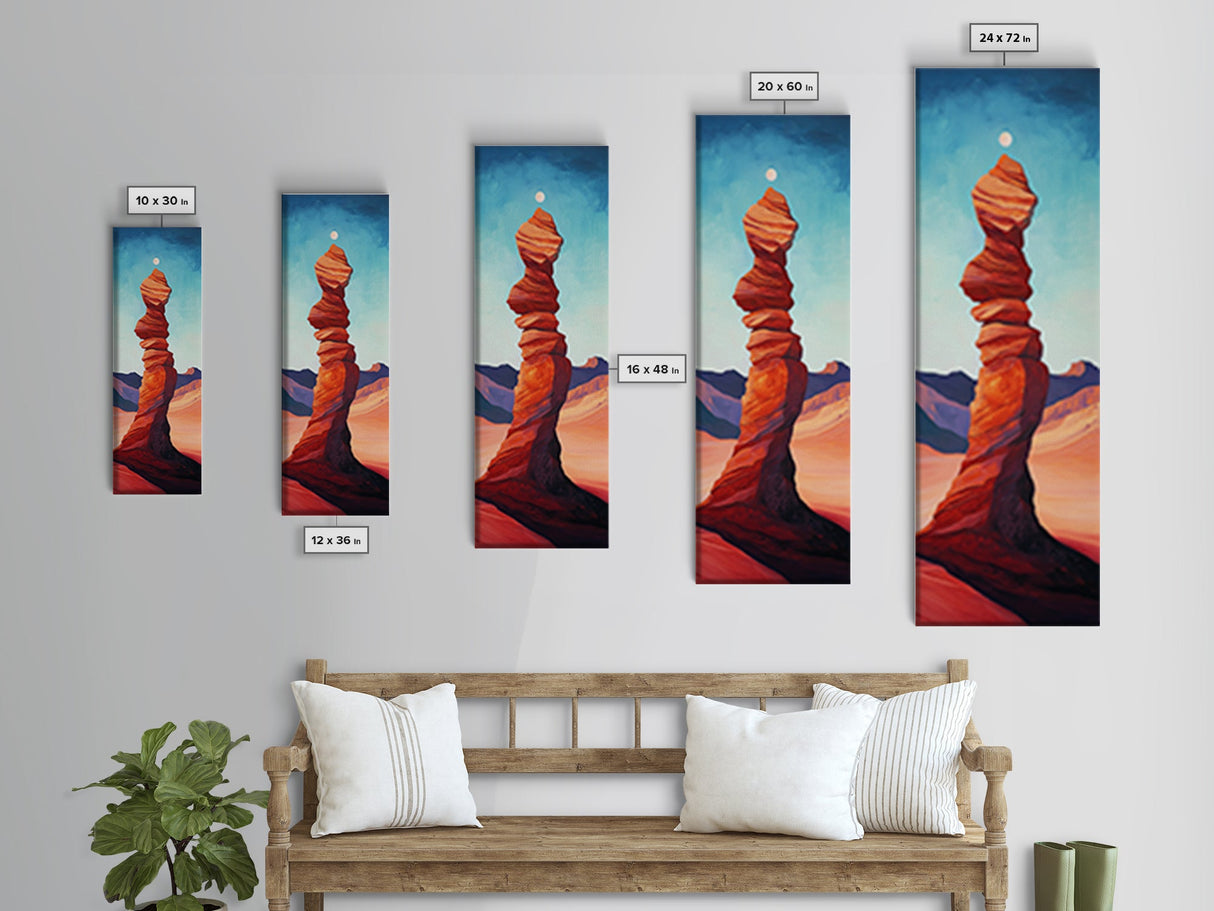 Red Rock Balance Framed Canvas Print, Southwest Wall Art, Joshua Tree Art, Tall Narrow Art, Boho Art, Geometric Wall Art