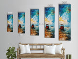 Seaside Wagon Oil Painting Framed Canvas Print, Coastal Landscape Art, Nautical Decor, Marsh Painting, Farmhouse Art, Above Couch Art