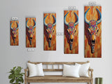 Vibrant Skull Art Framed Canvas Print, Western Wall Art, Skull Art, Boho Art, Southwest Decor, Moody Art, Rustic Wall Art, Halloween Art