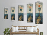 Nautical Marker Framed Canvas Print coastal decor maritime painting nautical wall art painting morro bay seascape painting rustic wall art